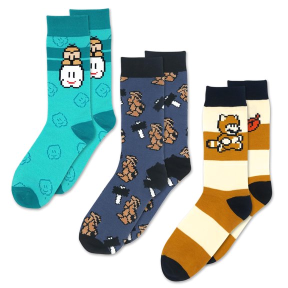 Super Mario Bros 8-Bit Crew Sock 3 Pairs