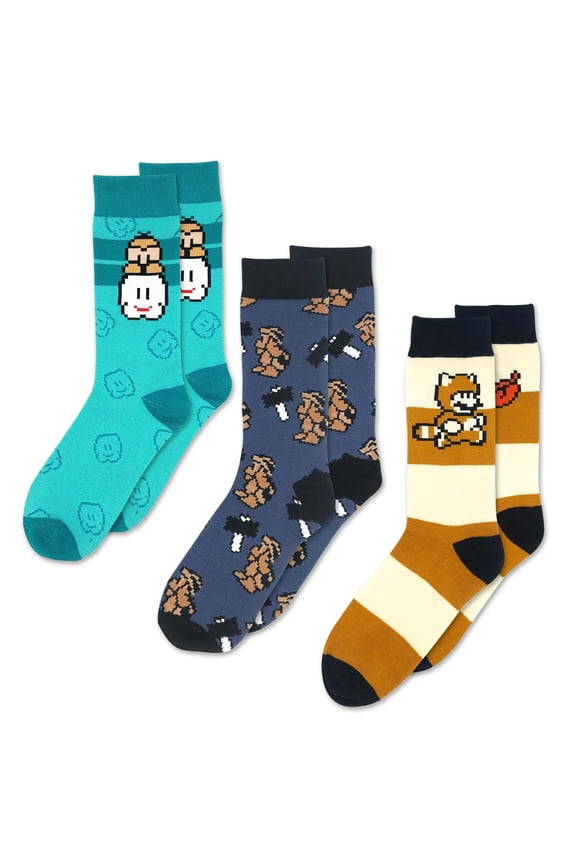Super Mario Bros 8-Bit Crew Sock 3 Pairs