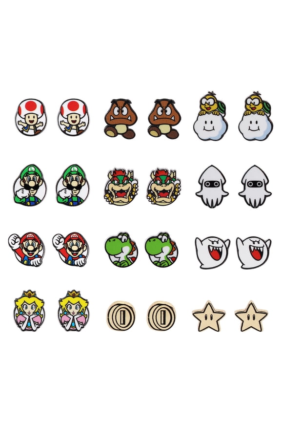 Super Mario Brothers Earrings Set (12 Pairs)