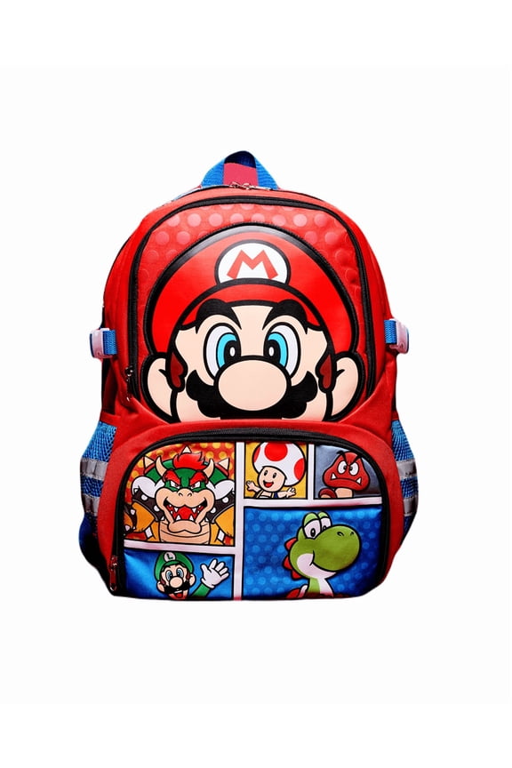 Super Mario Brothers Favorite Characters Youth 16" Sports Backpack and Gym Bag