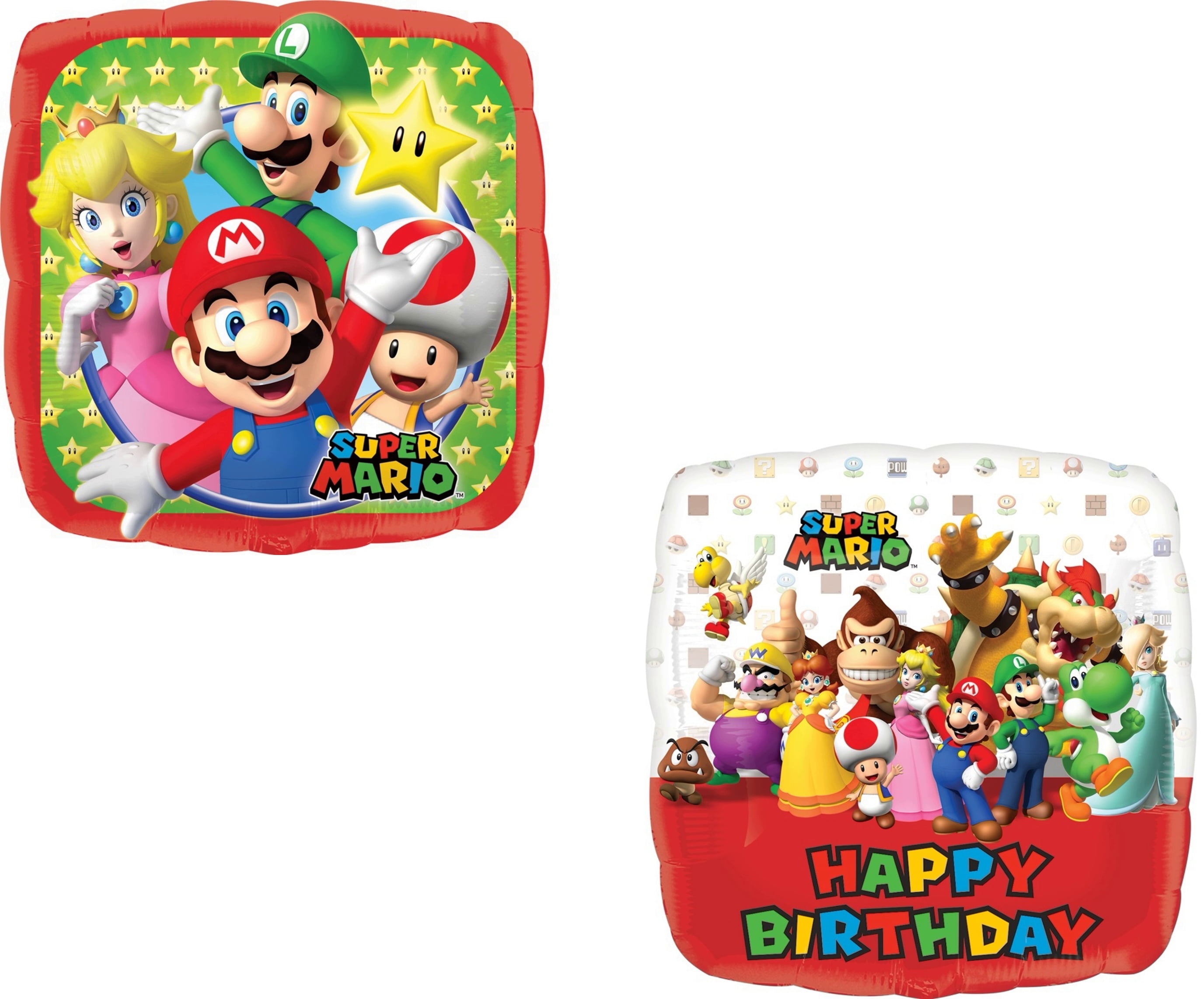 Super Mario Brothers Happy Birthday Party (2) 18" Mylar Balloon Decorations