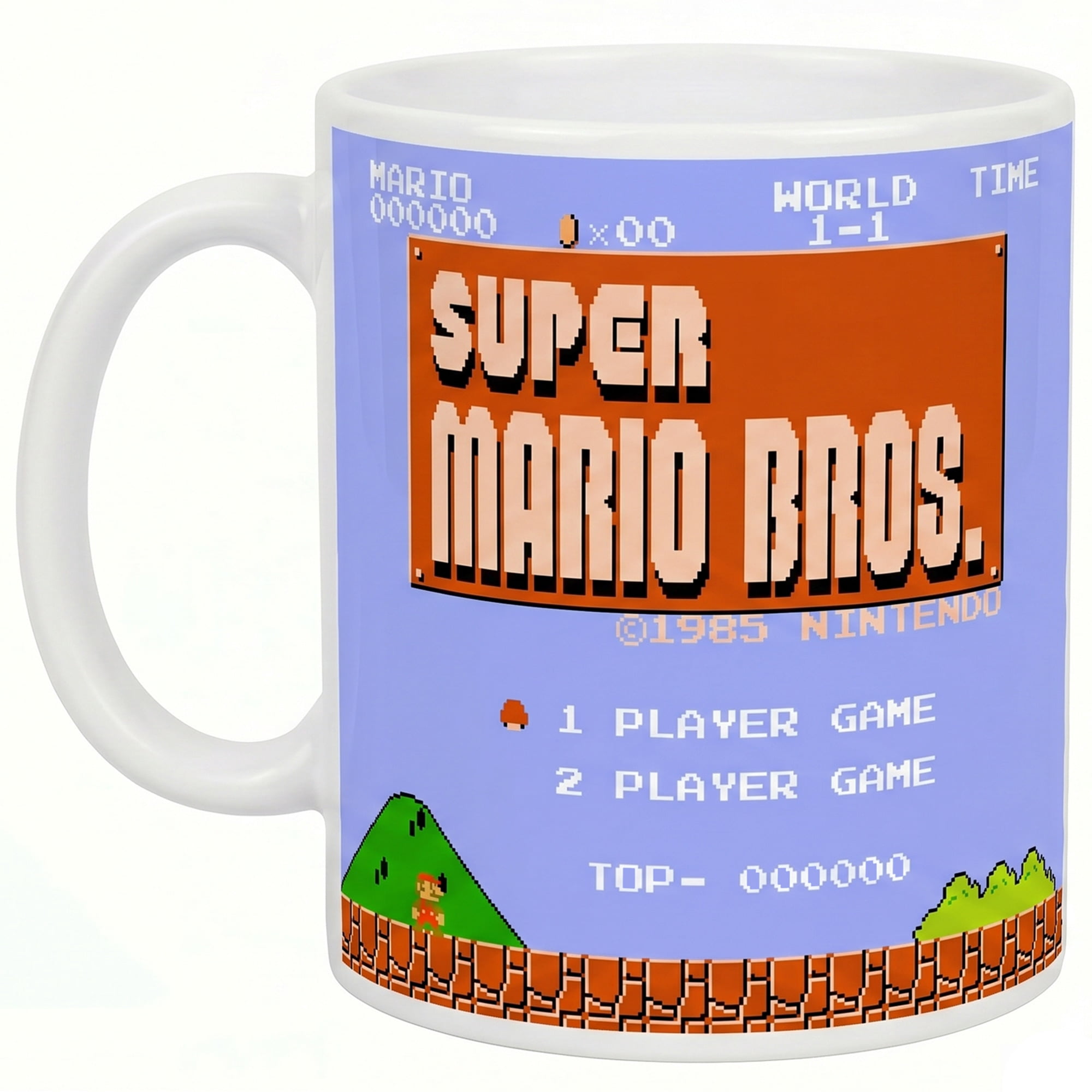 Pyramid America: Super Mario Bros: Retro Title - 11oz Ceramic Mug - Coffee-Tea Cup, Microwave-Dishwasher Safe, Video Game Fan Collectible, Licensed