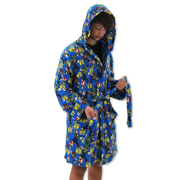 Super Mario Brothers Luigi Adult Plush Hooded Fleece Bathrobe Robe MF21594RB