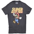 thumbnail image 1 of Super Mario Brothers Men's Officially Licensed Graphic Print Tee T-Shirt (Medium, Charcoal (Mario Retro Jump)), 1 of 1