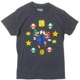 thumbnail image 1 of Super Mario Brothers Men's Officially Licensed Graphic Print Tee T-Shirt (Small, Charcoal (Power Up)), 1 of 1