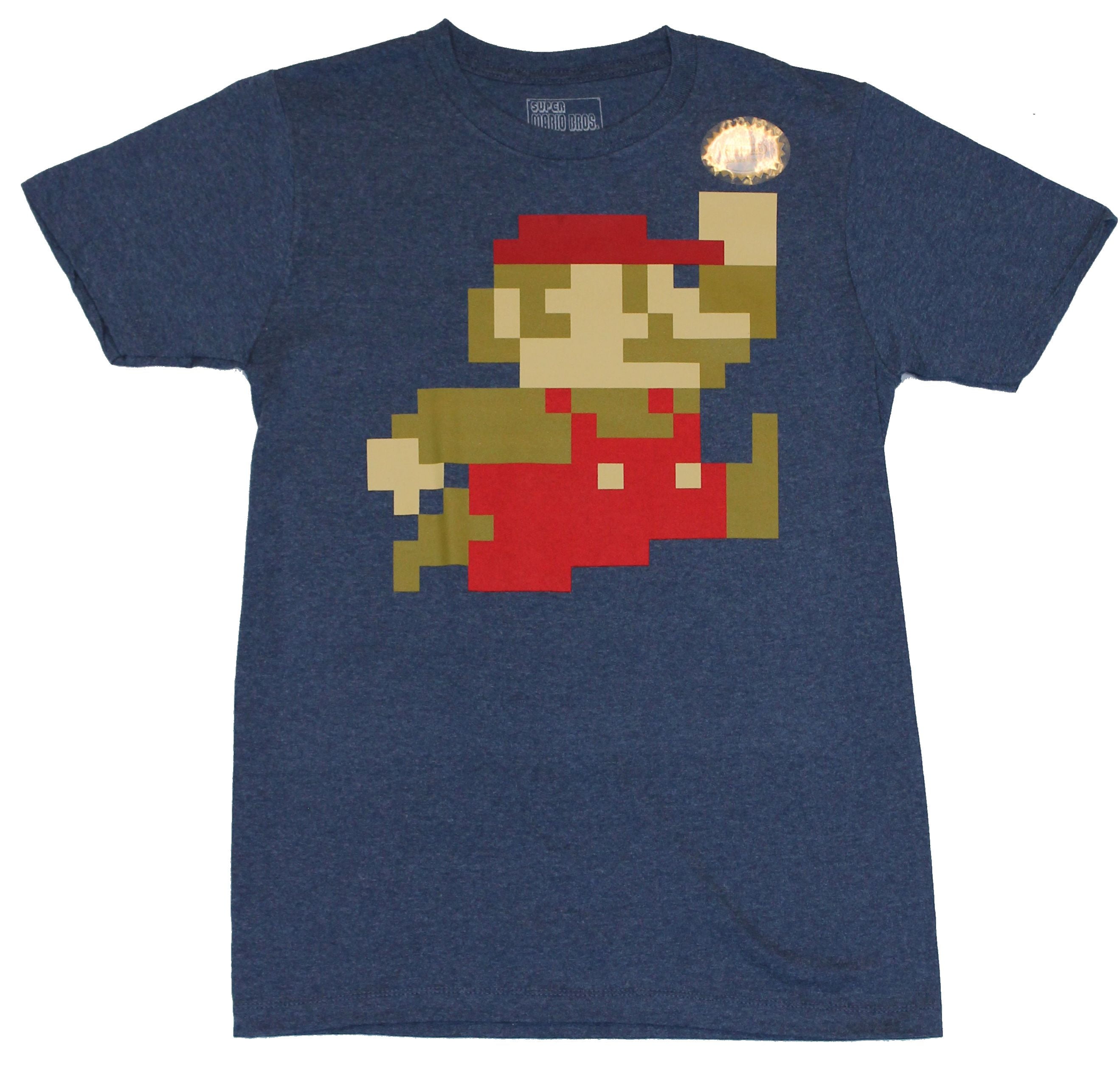 Super Mario Brothers Mens T-Shirt Mario Imag Pixel (3X-Large) - Jumping 8-Bit Color Full