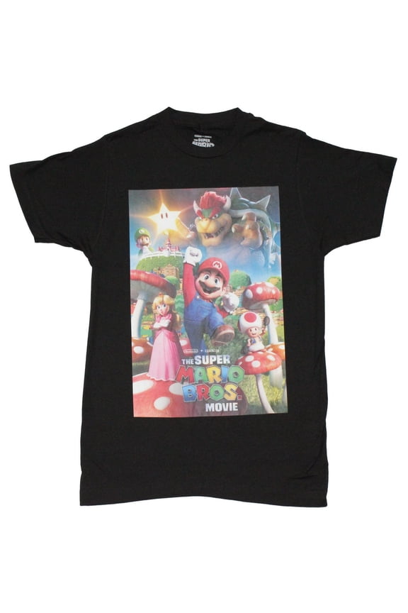 Super Mario Brothers Mens T-Shirt - The Movie Poster Jumping Image