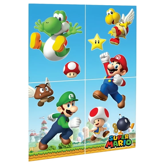 Super Mario Brothers Plastic Scene Setter Wall Decorating Kit (4pc)