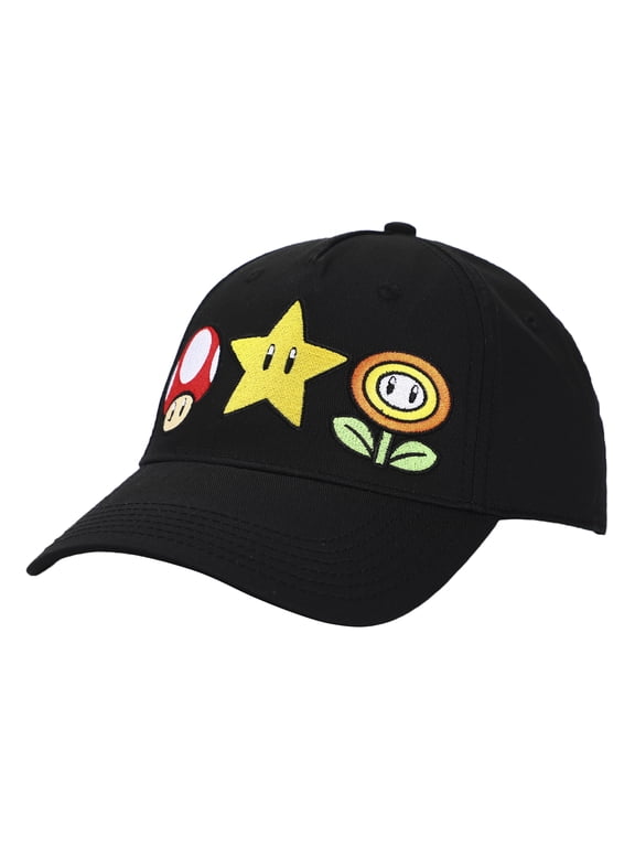 Super Mario Brothers Power-Ups Black Traditional Adjustable Hat