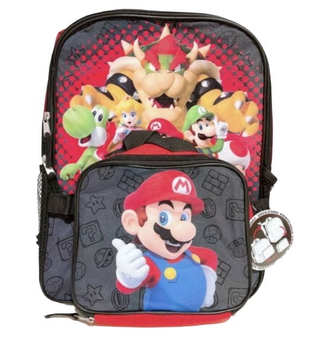 Super Mario Brothers School 16" Backpack Bookbag with Insulated Lunch Box Set