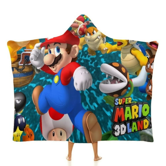 Super Mario Brothers Soft Wearable Blanket Hoodie Hooded Blanket Warm Decor Gift For Kids Adult For Sofa Bed Office