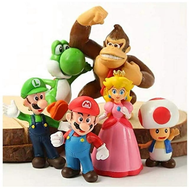 Super Mario Cake Topper Figures Toy Set of 6-Party Supplies Birthday ...