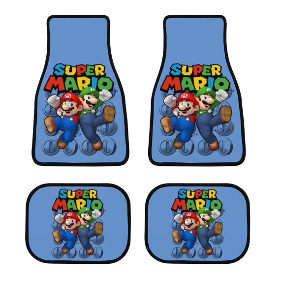 Super Mario Car Floor Mats 4PC Set Anti Skid Vehicle Floor Mat Car Carpet for Front Rear Seats Universal Auto Interior Accessories