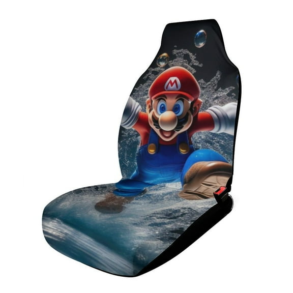 Super Mario Car Seat Covers Nonslip Elastic Front Seat Protector Fashion Prints Seat Mat Cover Universal Fit Cars Trucks SUV 1PCS Car Accessories