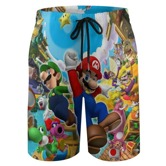 Super Mario Children's Swim Trunks Printed Beach Board Shorts Quick Dry Swimwear Casual Swimming Shorts XS