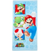 Super Mario Cotton Kids Beach Towel, 28" X 58"