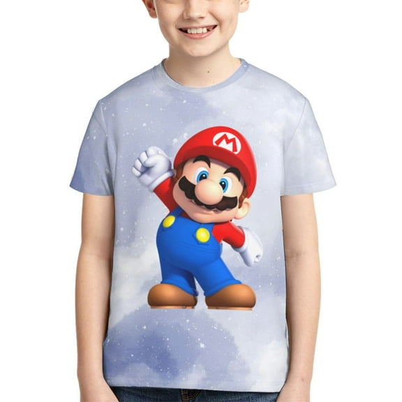 Super Mario Cute Teen T Shirts Unisex Crewneck Short Sleeve T-Shirt Tees Top For Boys Girls Youth Kids X-Small