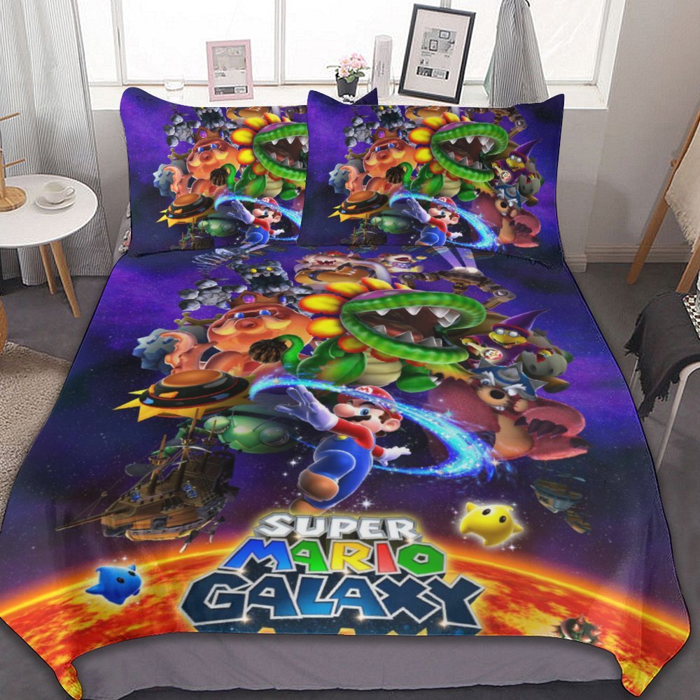 Super Mario Duvet Cover Set 3D Printed Game Bedding Set Ultra Soft and