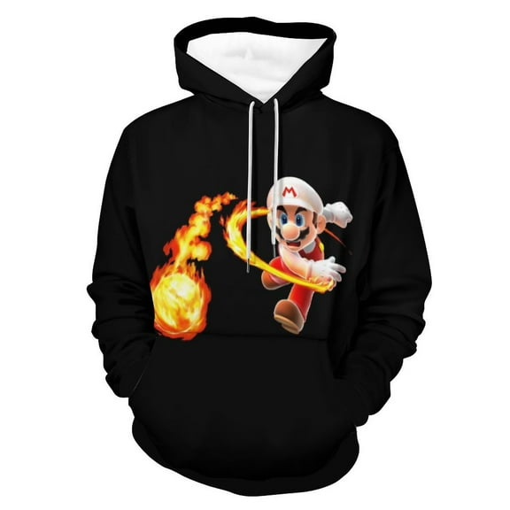 Super Mario Fire Unisex Hoodies Sweatshirts Daily Casual Pullover Hooded 3D Print Fashion Novelty Hoody Clothing For Mens And Womens
