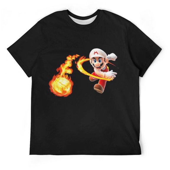 Super Mario Fire Unisex Short-sleeve Shirt For Men Women Novelty 3D Print T-Shirt Soft Comfortable Tee Shirts
