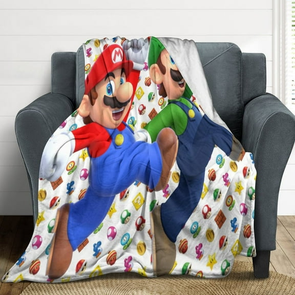 Super Mario Flannel Blankets Soft Plush Throw Blanket Fuzzy Cozy Luxury Air Conditioner Blanket for Bedroom Sofa 30"x40"