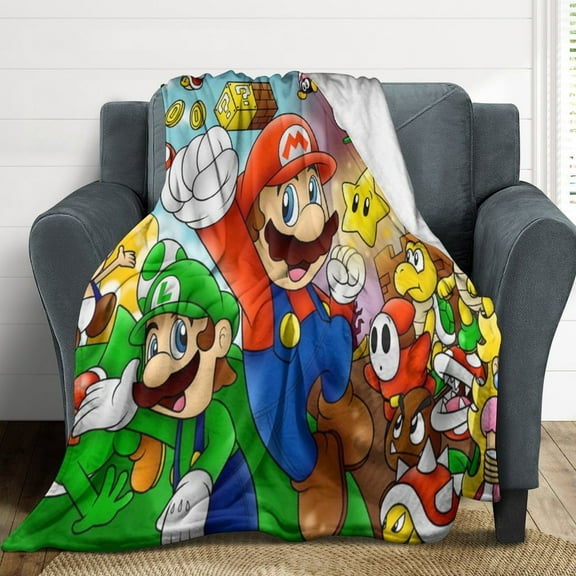 Super Mario Flannel Blankets Soft Plush Throw Blanket Fuzzy Cozy Luxury Air Conditioner Blanket for Bedroom Sofa 30"x40"