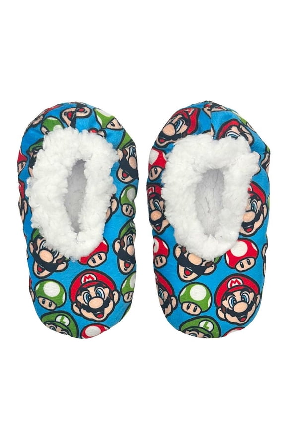 Fuzzy Babba Slipper Socks with Gripper Bottoms, Size M/L 13-4