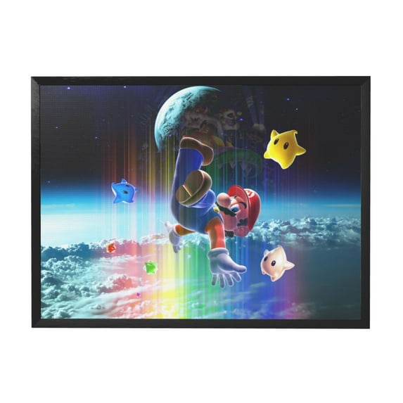 Super Mario Galaxy Black Frame Decorative Painting Canvas Decor Wall Poster Art Painting Gift For Living Room Bedroom Office Posters 12x16in