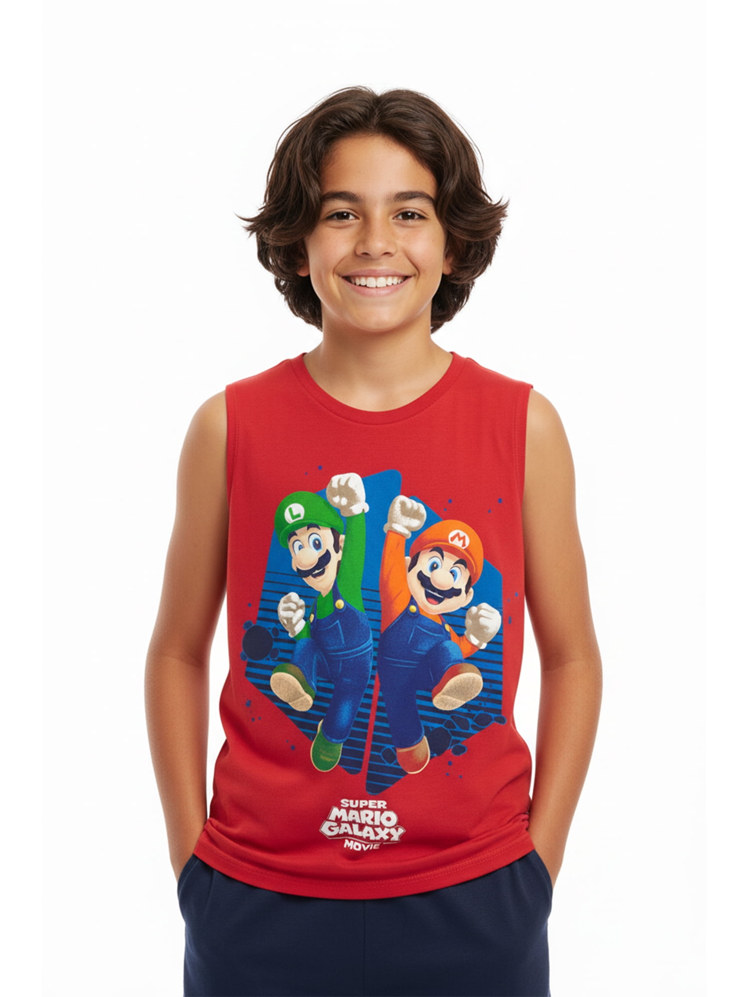Super Mario Galaxy Boys Graphic Muscle Tank Top, Sizes 4-18