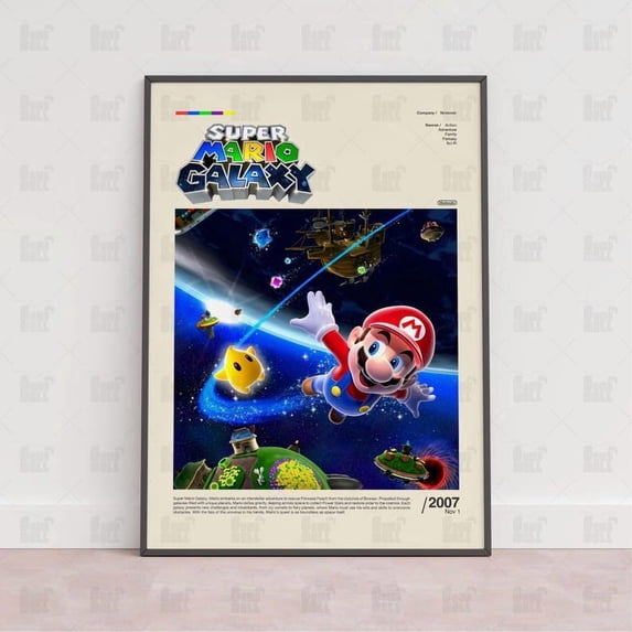 Super Mario Galaxy Cosmic Adventure Poster Wall Art Decor 16x24 UNFRAMED