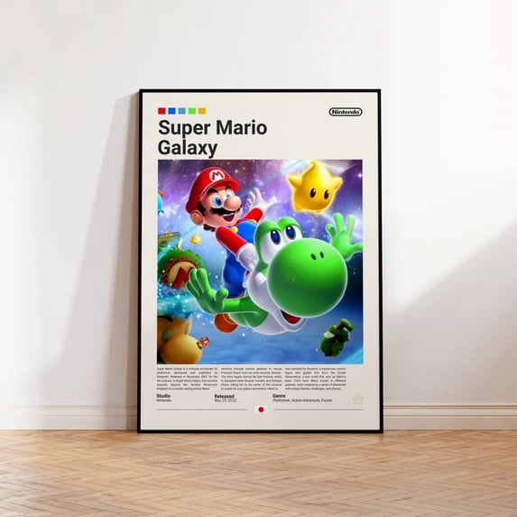 Super Mario Galaxy Poster Gaming Room Poster Super Mario Fan Gift Gaming Print Poster Gamer Gift Video Games Poster