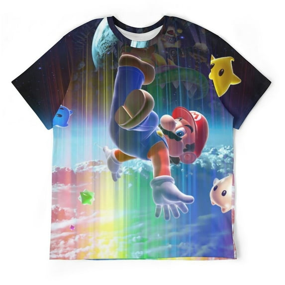 Super Mario Galaxy Unisex Short-sleeve Shirt For Men Women Novelty 3D Print T-Shirt Soft Comfortable Tee Shirts