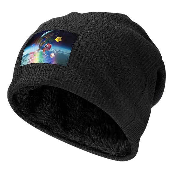 Super Mario Galaxy Unisex Stretchable Knitted Beanie Hat Daily Plush Pullover Cap Winter Warm Soft Skull Cap For Men Women