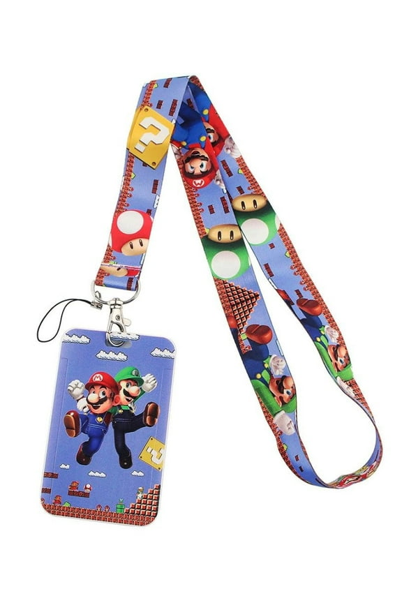 Super Mario Game Themed Lanyard With ID Holder Keychain