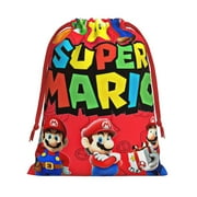Super-Mario Gift Bags,Christmas Gift Bags,Drawstring Christmas Bags,Reusable Holiday Gift Bags & Party Favor Bags,10.6x7.9in