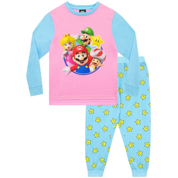 Super Mario Girls Mario Long Sleeve Pajama Set Sizes 4-12