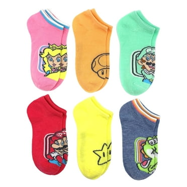 Super Mario, Girls No-Show Socks, 6-Pack, Sizes S-L