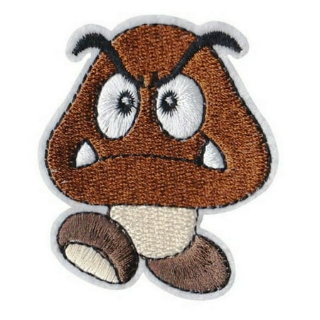 Super Mario Goomba Character 2.25 Inches Tall Embroidered Iron On Patch