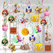 Mario Hanging Swirl - 48pcs Mario Hanging Swirl, Mario Party Hanging Ceiling Decor for Mario Party Decorations & Super Brother Birthday Decorations