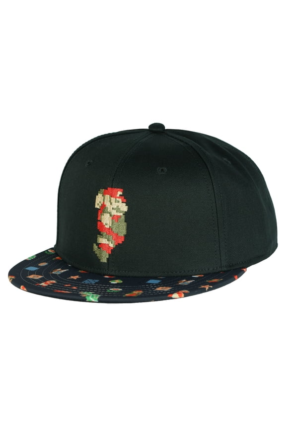 Super Mario Hat Embroidered Mario Patch Adult Flat Bill Adjustable Baseball Cap OSFM