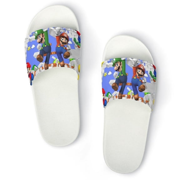 Super Mario Home Slippers Non Slip Bathroom Open Toe Shoes Lightweight Slide Slippers Sandals 36(230mm)