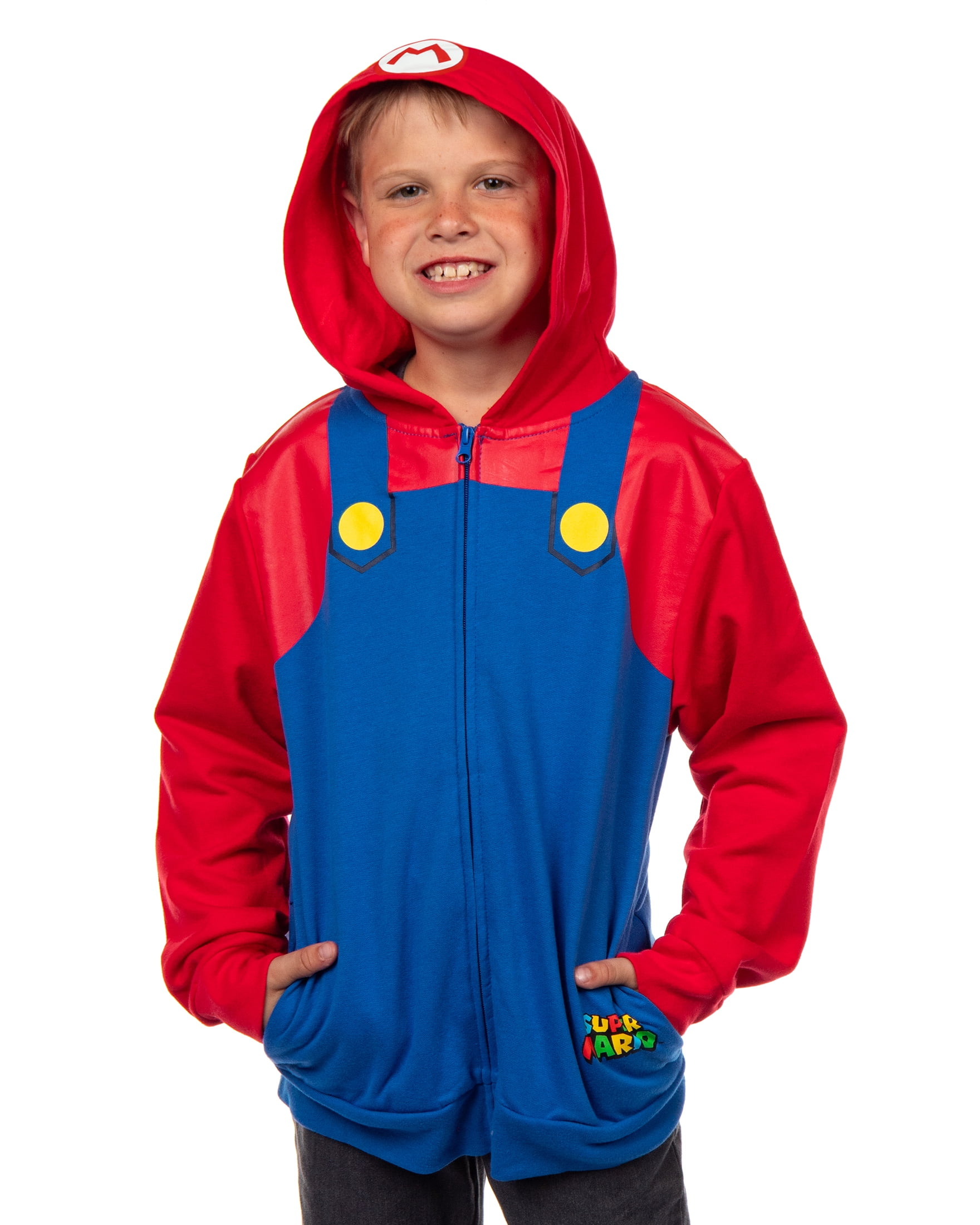 Super Mario Hoodie Boys Nintendo Long Sleeve Zip Up Jacket Lightweight Pullover Hooded Sweatshirt