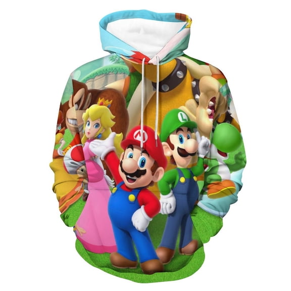 Super Mario Hoodie Casual Coat for Men Women Hooded Sweatshirt Soft Lightweight Sweater Tops M