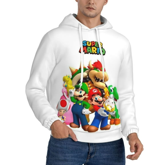 Super Mario Hoodie For Men Women Unisex Hooded Pullover Fleece Sweatshirt Warm Novelty Sweater Top Medium