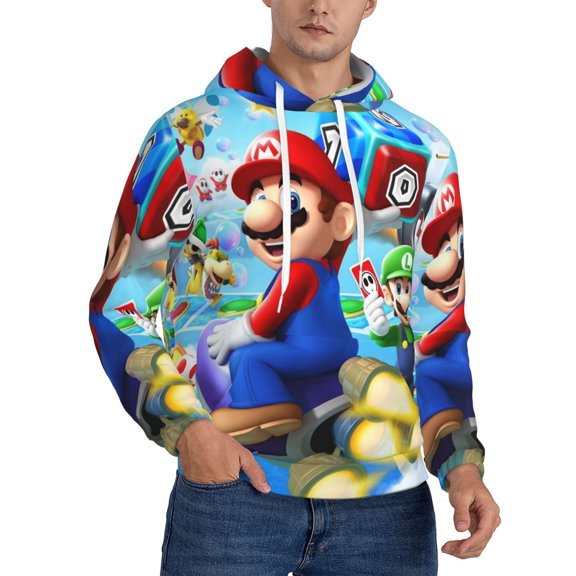 Super Mario Hoodie For Men Women Unisex Hooded Pullover Fleece Sweatshirt Warm Novelty Sweater Top Xx-Large