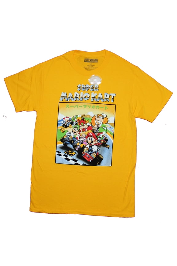 Super Mario Kart Mens T-Shirt - Classic Game Kart Art Box and Logo (Large)