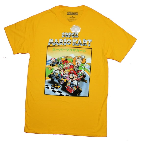 Super Mario Kart Mens T-Shirt - Classic Game Kart Art Box and Logo (Small)