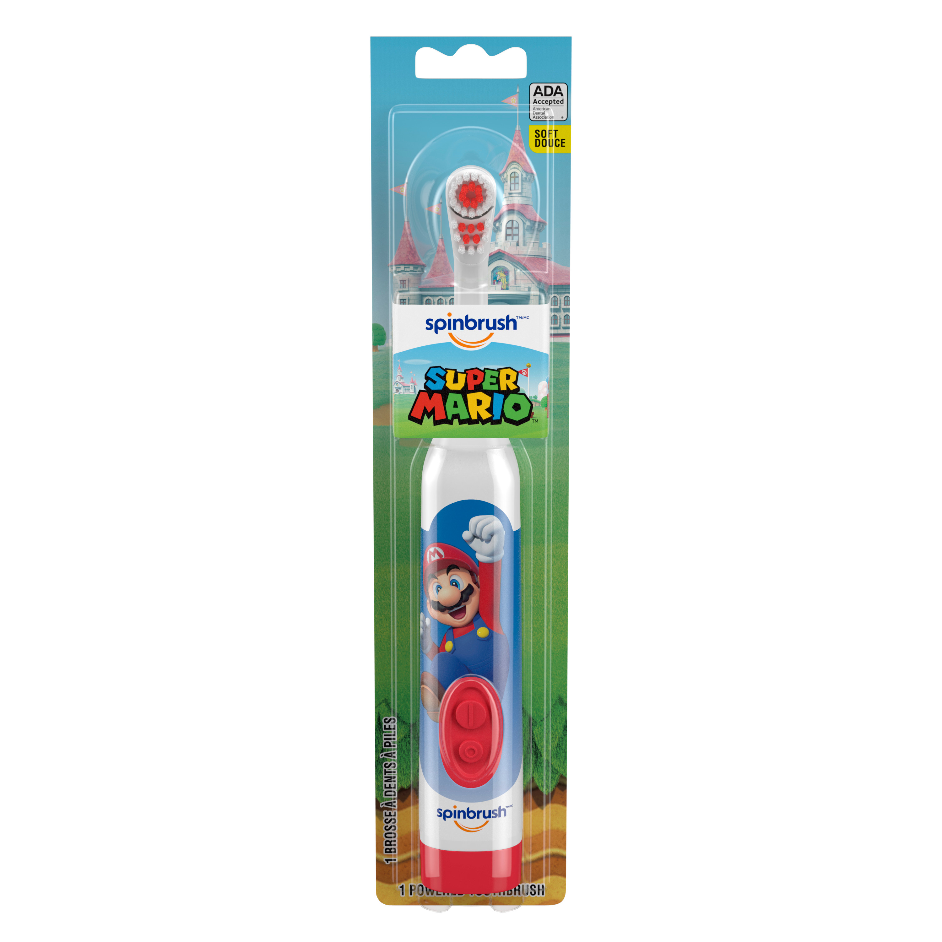 Super Mario Kid’s Spinbrush Electric Toothbrush, Battery Powered, Soft Bristles, Ages 3+ - image 1 of 6