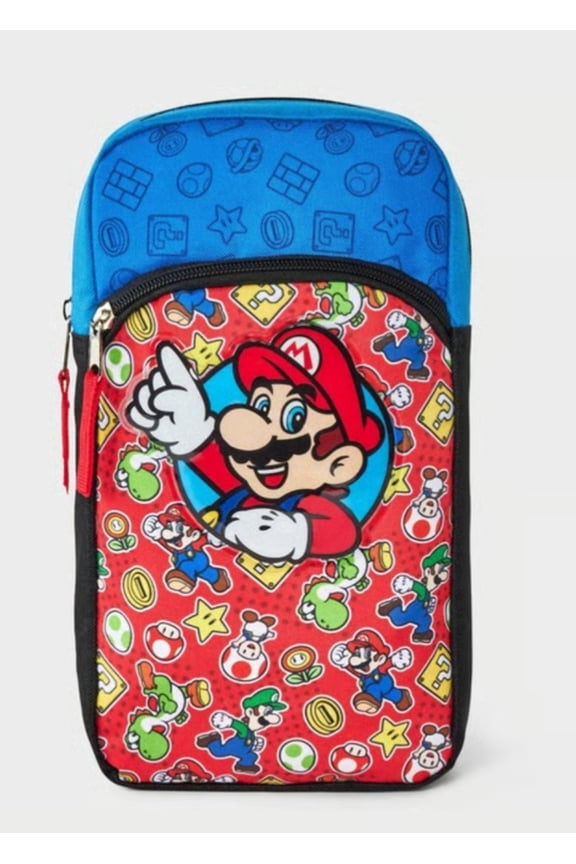 Super Mario Bros Sling Bag Shoulder Backpack Red Blue
