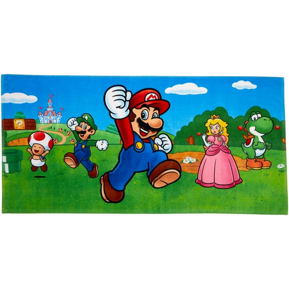 Super Mario Kids Cotton Beach Towel, 28" X 58", Nintendo